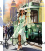 Springtime Elegance: Vintage Green Tram Watercolor Print